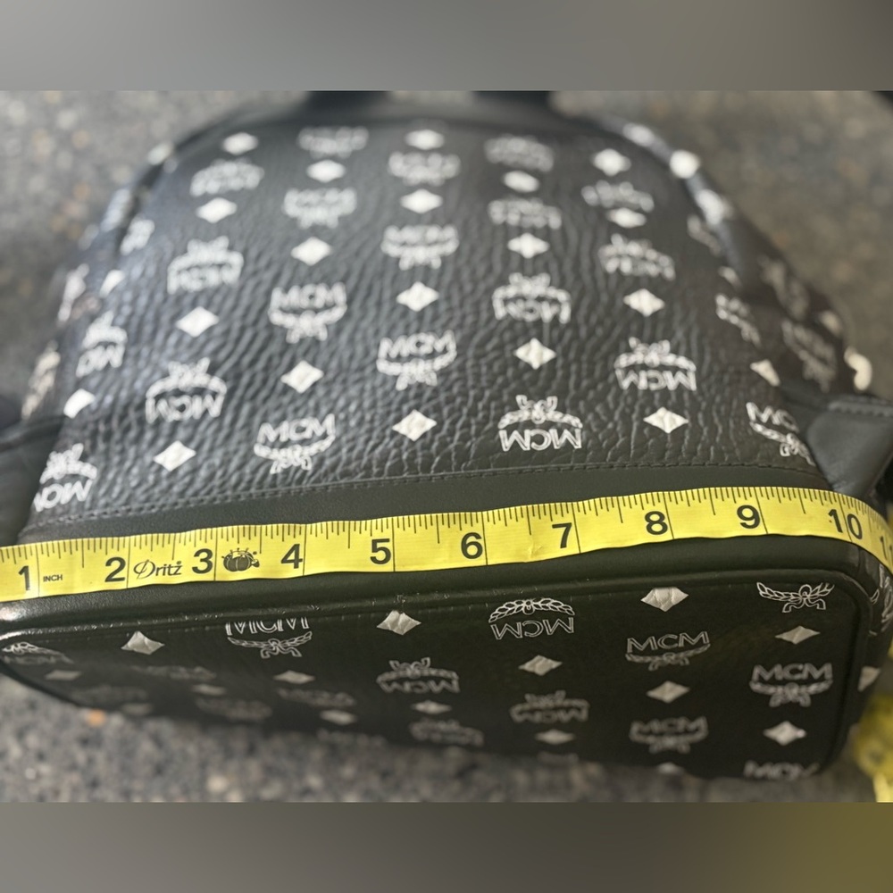 Mcm Black And White Patterned Backpack - image 6